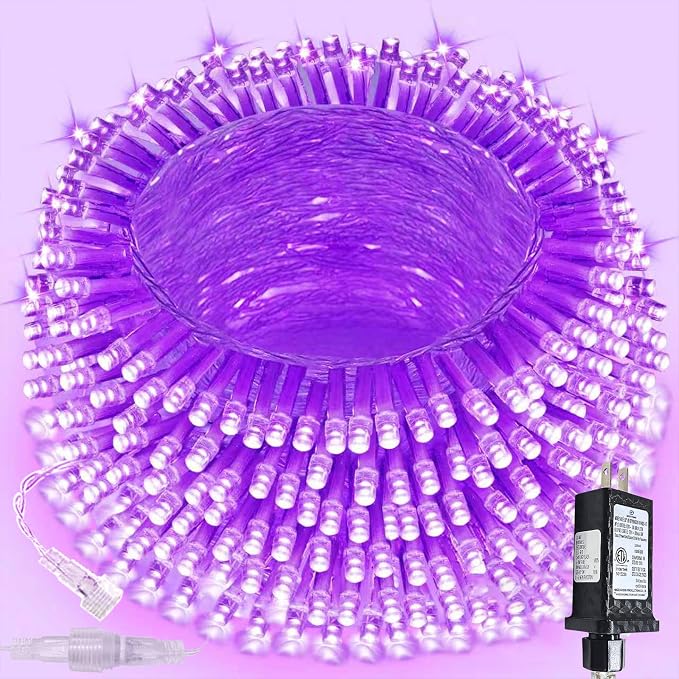 200 LED Connectable String Lights, 66FT Christmas Lights Outdoor Indoor | Purple, 13 Modes, Timer, Clear Wire Waterproof Twinkle Fairy Lights Plug in for Halloween Bedroom Patio Xmas Tree Decor