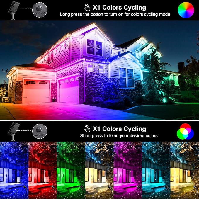 T-SUNUS RGB Solar Landscape Spotlights Christmas, Color Changing Spot Lights Waterproof IP65 Garden Pond, 180° Adjustable Halloween Wall Tree Light Separately Installed for Outdoor Indoor 2 Pack