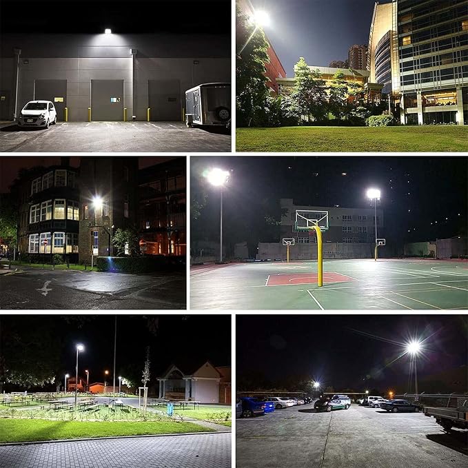 Olafus 2 Pack 130W LED Flood Light Outdoor, 13000lm LED Work Light with Plug, IP66 Waterproof Exterior Security Lights, 6500K Daylight White Outside Floodlights for Playground Yard Stadium Lawn
