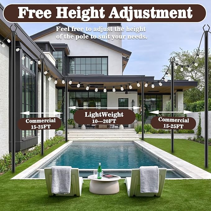 AILBTON 10Ft Exterior Light Poles 8 Pack, Durable Metal Light Posts for Outdoor Use, Equipped with Fixed Brackets for Yard, Terrace, Backyard and Garden Decor