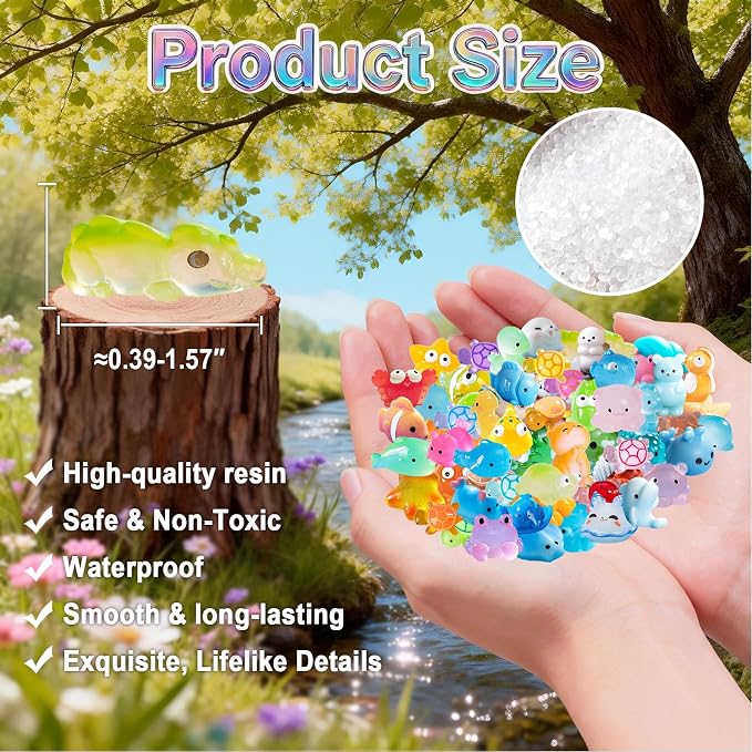 Zerobe Miniature Resin Animal Sets: Tiny Collectible Figurine Bulk Pack (Ocean Animals)