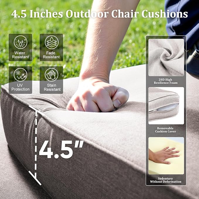 2PCS Outdoor Swivel Patio Chairs Set, All-Weather Wicker Swivel Rocker Chairs with High Back and Deep Seat, Patio Seating for Porch, Deck, Backyard and Poolside Beige