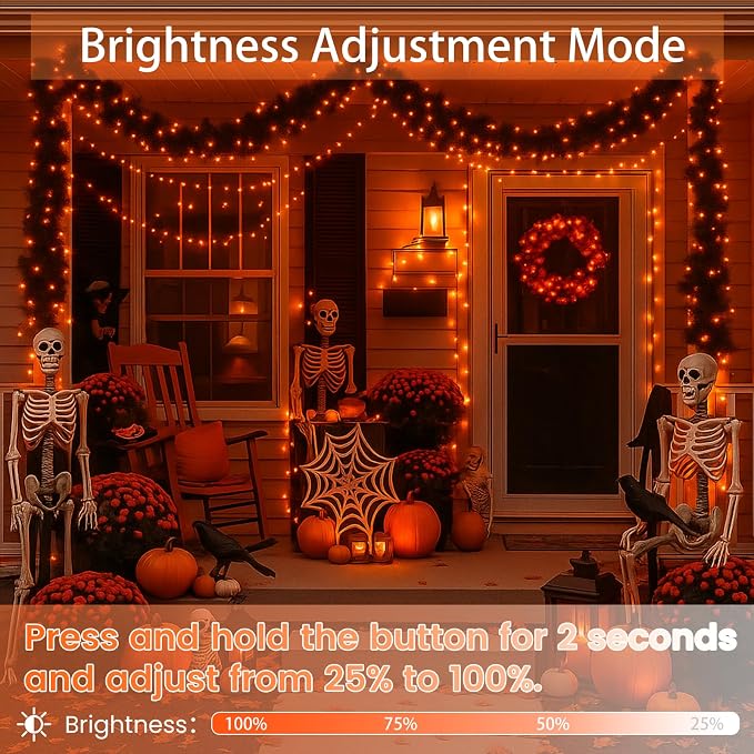 200 LED Connectable String Lights, 66FT Christmas Lights Outdoor Indoor | Orange, 13 Modes, Timer, Clear Wire Waterproof Twinkle Fairy Lights Plug in for Halloween Bedroom Patio Xmas Tree Decor