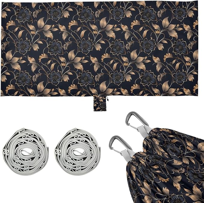 Camping Hammock Outdoor Hammocks for Outside Navy Gold Flower Beach Trees Portable Lightweight with Pockets Tree Straps Indoor