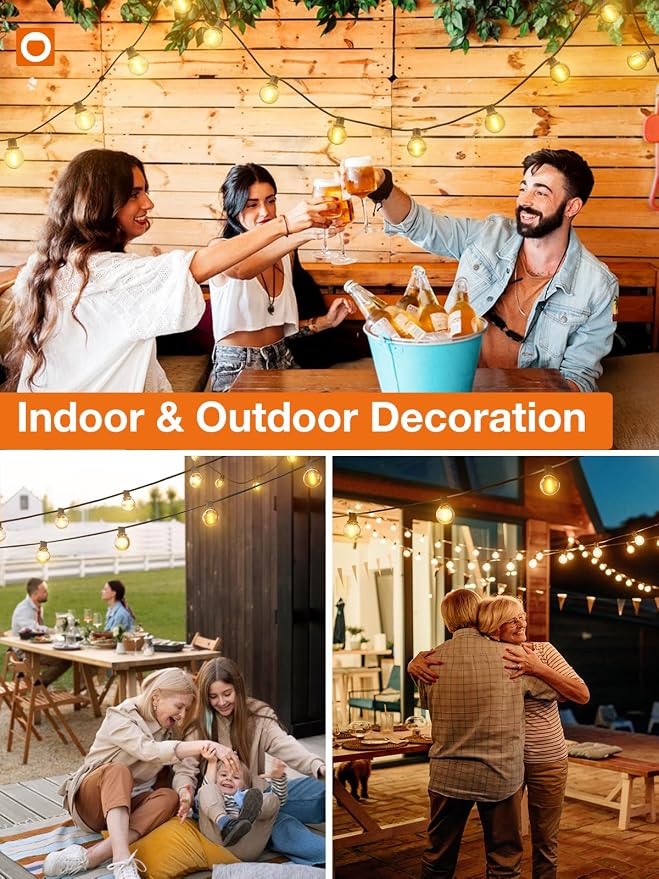 addlon 100FT Outdoor String Lights 54 G40 LED Bulbs Dimmable Waterproof | Shatterproof Globe Bulbs Dimmable, Hanging Patio Lighting for Outside Backyard Garden Deck Balcony Porch Cafe Bistro Pergola