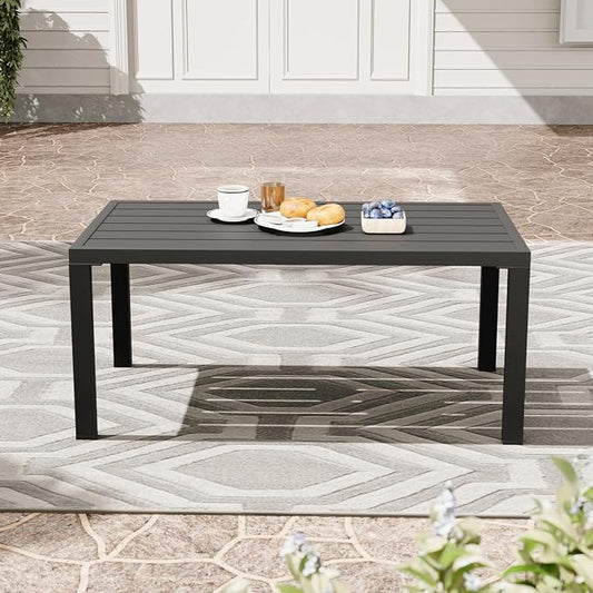 HAPPATIO Aluminum Patio Coffee Table, All-Weather Outdoor Coffee Table for Garden, Deck, Patio Furniture Center Table,Black