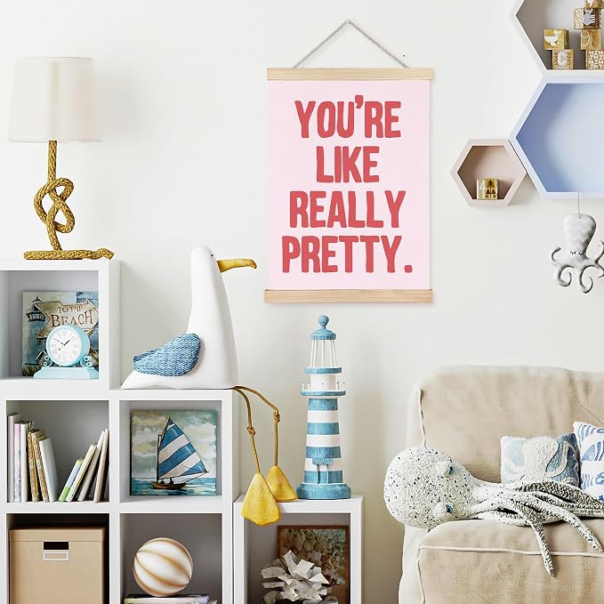 FDHSPAAM You're Like Really Pretty Wall Art Decor, Pink Preppy Room Decor, Pink Girly Aesthetic Wall Art Posters for Girls Room Bedroom Dorm Apartment, 12x16 Inch