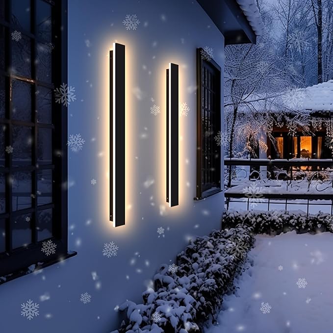Outdoor Wall Light LED Long Wall Sconce 39.38in Ip65 Waterproof Black Modern Outdoor Lights 3000k 32W Metal Exterior Light Fixture for Porch Light Patio Door Yard Garden Villa Living Room