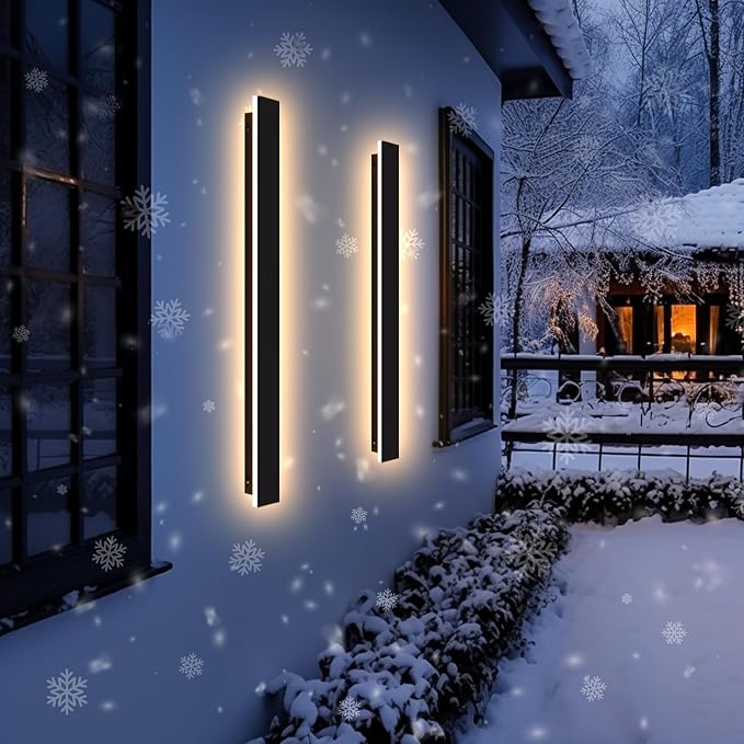 Outdoor Wall Light LED Long Wall Sconce 49.22in Ip65 Waterproof Black Modern Outdoor Lights 3000k 40W Metal Exterior Light Fixture for Porch Light Patio Door Yard Garden Villa Living Room