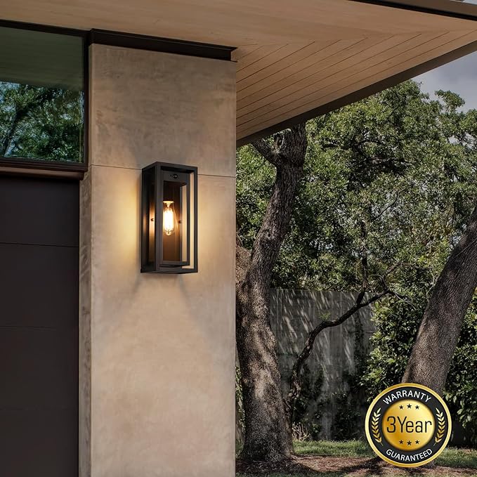 15" Motion Sensor Outdoor Wall Sconce Set of Two, Large Dusk to Dawn Outdoor Sconce Lights, Waterproof Anti-Rust Outdoor Lights for House, Exterior Motion Sensor Light for Garage, Porch