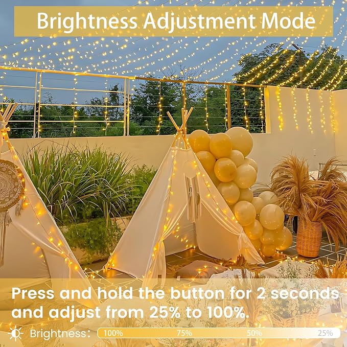 2 Pack 100 LED Connectable String Lights, Christmas Lights Outdoor Indoor | Warm White, 13 Modes, Timer, 33FT Clear Wire Waterproof Twinkle Fairy Lights Plug in for Bedroom Classroom Xmas Tree Decor
