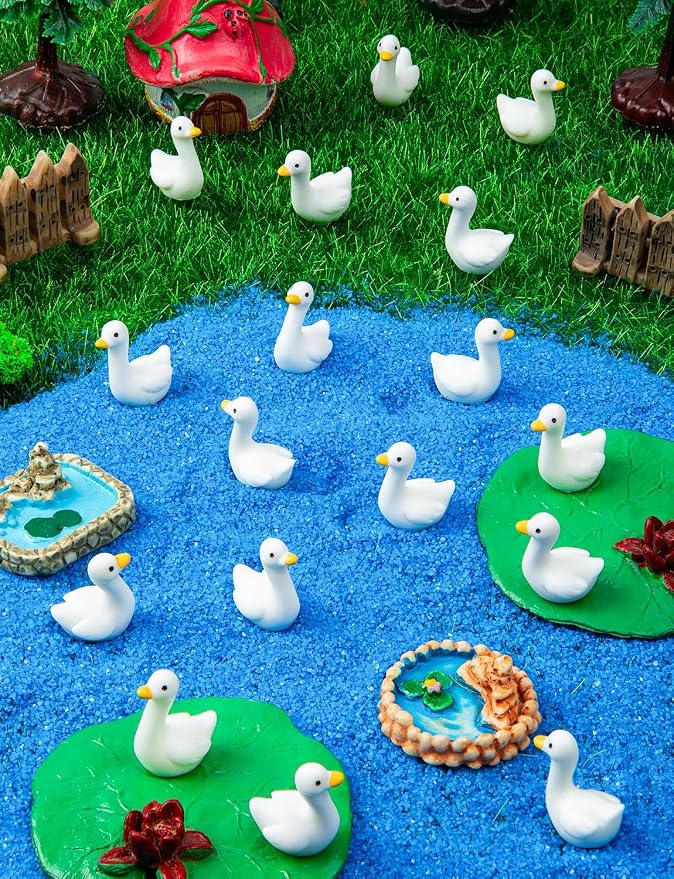 180Pcs Mini Tiny Resin Gooses | DIY Crafts, Lawn Yard Garden Decorfor Dollhouse Fairy Gardens Micro Landscape DIY Crafts