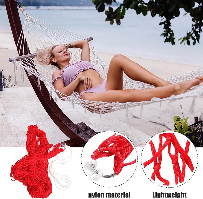 Sosoport Nylon Rope Hammock Chair Camping Mesh Portable Hammock Bed Camping Essentials Camping Gear