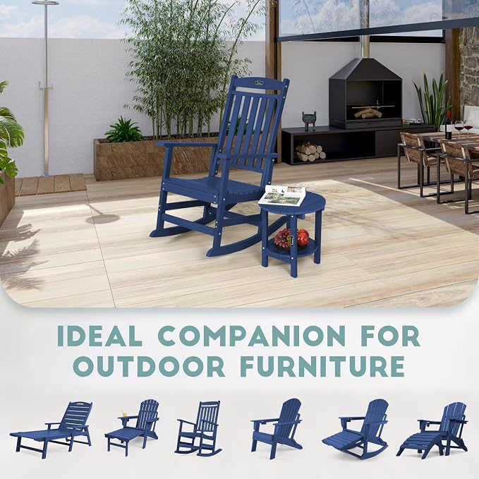 FUNBERRY Outdoor Adirondack Side Table Set of 2, Patio End Tables | 2-Tier, HDPE All Weather, No Rot or Rust or Crack, UV Fade Shield, Save Space, Easy-Clean for Indoor or Outdoor