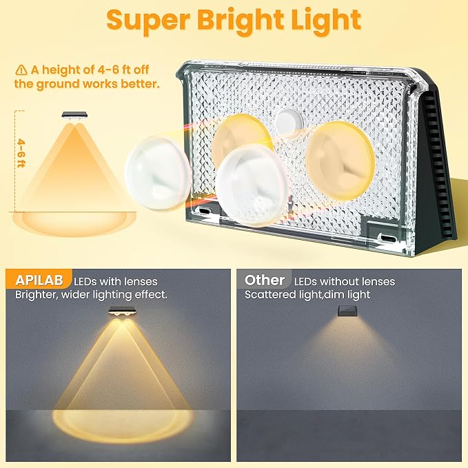 Solar Fence Lights Outdoor, 16 Pack, 3 Color Modes, IP65 Waterproof | Warm/Neutral/Cool White Fence Lights Solar Powered for Outside, Deck Lighting for Wall, Step, Patio, Pathway, Stairs