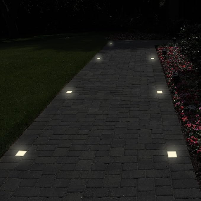 LUMENGY Paver Light 4x4 Inch (3.93x3.93), 5000K Daylight, Glare-Free Brick Lighting for Driveways, Walkways, Pool Decks and Patios, 12V Hardwired, IP67 Waterproof, Drive-Over Rated