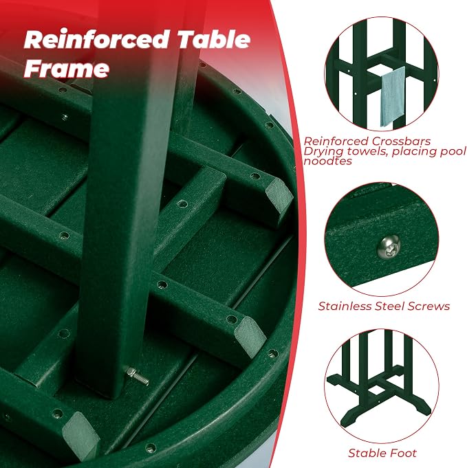 Costaelm Outdoor Bar Table, 37" Counter Height Round Patio Cocktail Bar Table, Patio Bar Table Bistro Dining Table Pub Table for Front Porch Deck, Backyard, Garden, Dark Green