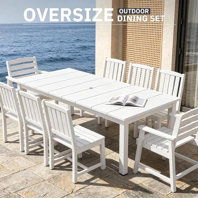 AreShark Patio Dining Chair Set of 2,All Weather HDPE Outdoor Dining Armless Chairs with Wide Seat and Backrest,Weatherproof Patio Chairs for Garden,Backyard,Deck,White