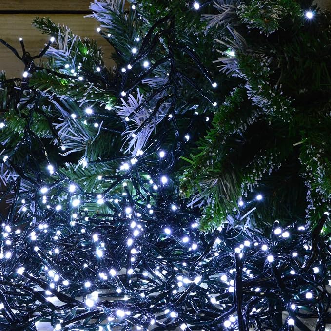 KAQ 2pack 500LED Solar String Lights Outdoor Waterproof Cool White | Total 180FT Flexible Wire With Bright LEDs, 8 Twinkle Modes with Memory, Auto On/Off Easily Decorates Trees, Fences, Garden