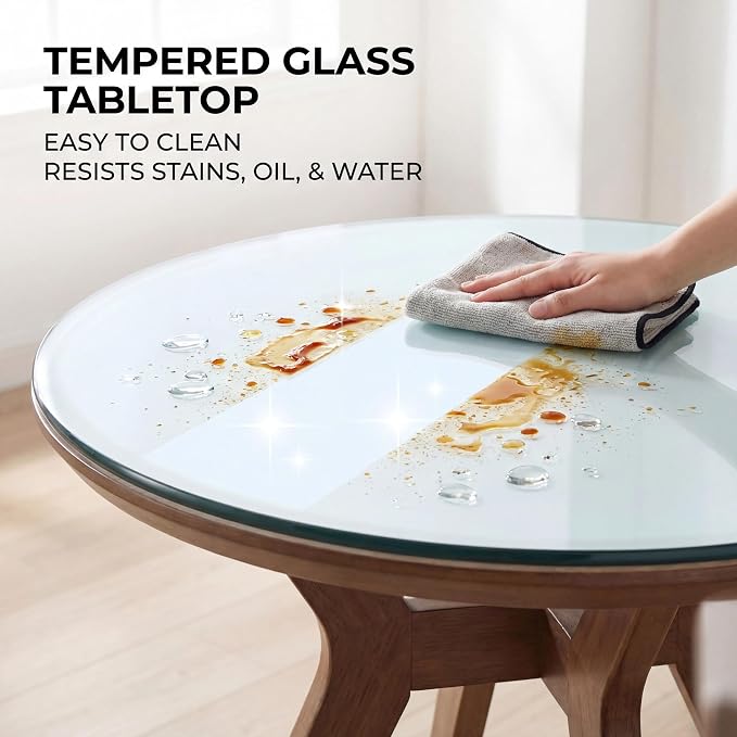 60“ Tempered Glass Table Top Round Transparent Table Surface 3/8'' Thick Pencil Polished Edge Multipurpose for Dining, Coffee, Restaurant and End Table (60 inch)