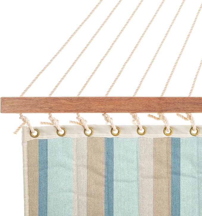 Nags Head Hammocks Gateway Mist Sunbrella Quilted Hammock – 13 ft. x 55 in., 450 lb Capacity, Cumaru Spreader Bar, Galvanized Hardware, Handcrafted in The Carolinas