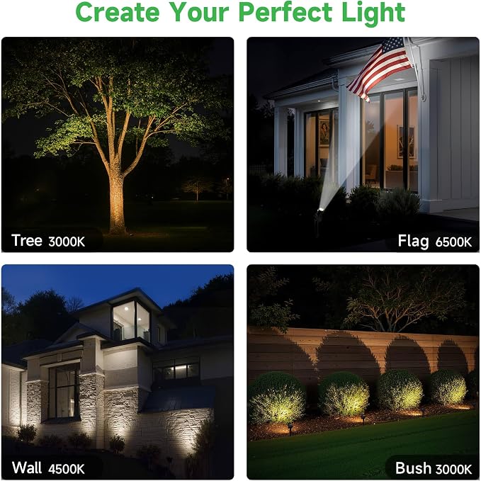 All Night Solar Spot Lights 2500mAh, Adjustable Angle Landscape Lights Waterproof, Separate Panel LED Uplight Dusk to Dawn, 5 Lighting Modes for Plant Flag Sign Bush 6 Pack