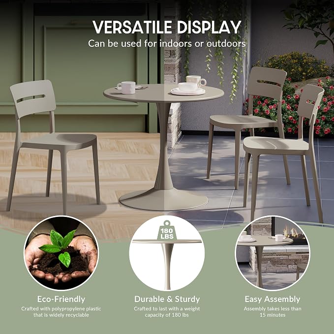 WestinTrends Playa 31.5" Round Outdoor Indoor Metal Cocktail Dining Table, Sand