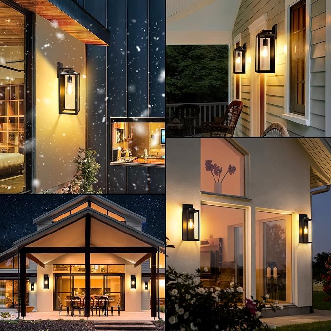 BesLowe 15” Large Outdoor Wall Light Fixture, Exterior Porch Sconce, Black | Waterproof, Rust-Resistant, Durable Metal with Clear Glass, Standard E26 Socket, Easy to Install