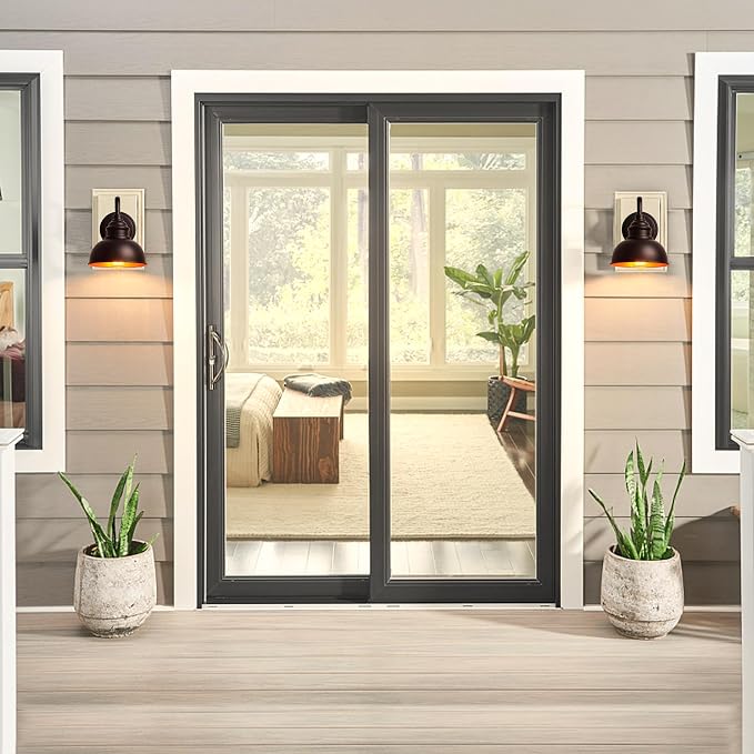 Oil Rubbed Bronze Dusk to Dawn Outdoor Lights 2 Pack, 9 Inch Farmhouse Barn Lights Outdoor,Outside Wall Light for House, Garage, Doorway, Porch