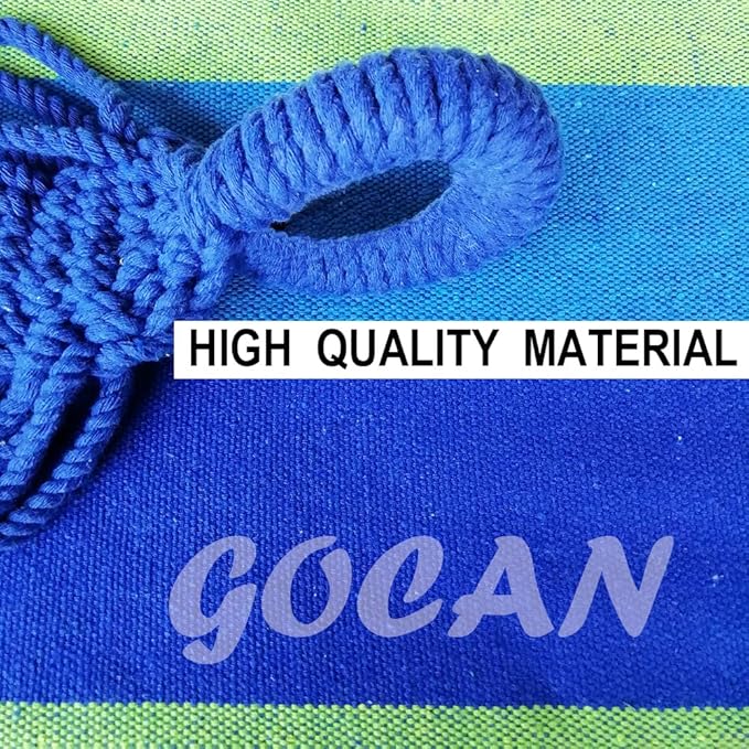 GOCAN Brazilian Double Hammock 2 Person Extra Large Canvas 250x160cm Total Length 350cm Load 500lb Cotton Hammock for Garden Outdoor and Indoor