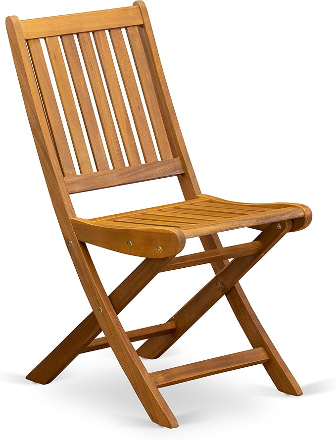 East West Furniture DIDK7CWNA 7 Piece Patio Dining Set Consist of an Oval Outdoor Acacia Wood Table and 6 Folding Side Chairs, 36x60 Inch, Natural Oil