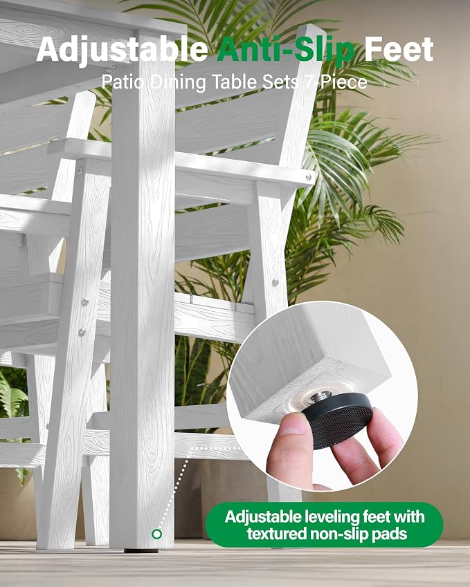 YEFU HIPS Patio Dining Sets: 10-Piece Outdoor Table and Chairs with Umbrella Hole - All-Weather Modern Patio Dining Set for 8 Outside Furniture with Metal Aluminum Frame for Family with Deck White
