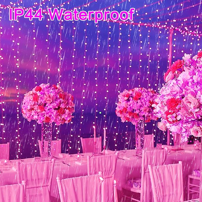 KAQ Connectable 240LED Pink String Lights Outdoor/Indoor, Extendable Plug in Twinkle Fairy Lights Waterproof with 8 Modes&Timer Function for Garden Bedroom Patio Tree Christmas Decorations