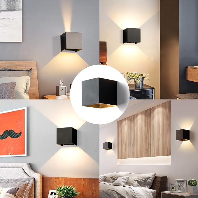 Aluminum 40W 3000K Cube Square Indoor Outdoor IP65 Waterproof Wall Lights Black Modern Wall Sconce LED Lighting Fixture Black 40W Larger Outside for Patio House