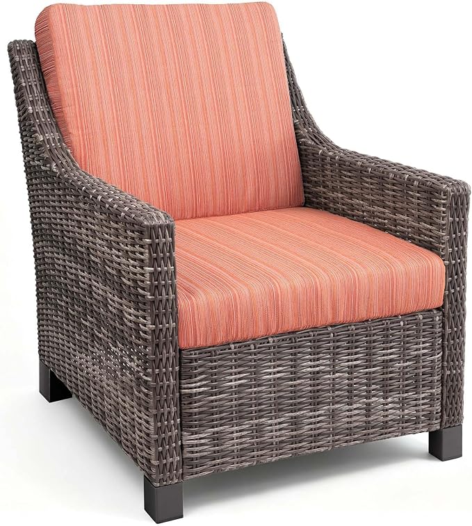 Wicker Patio Conversation Set, Outdoor Patio Chair Set with Deep Seating, Wide Armrests & Thick Cushions, All-Weather Outdoor Furniture Set for Patio, Porch, Deck & Backyard