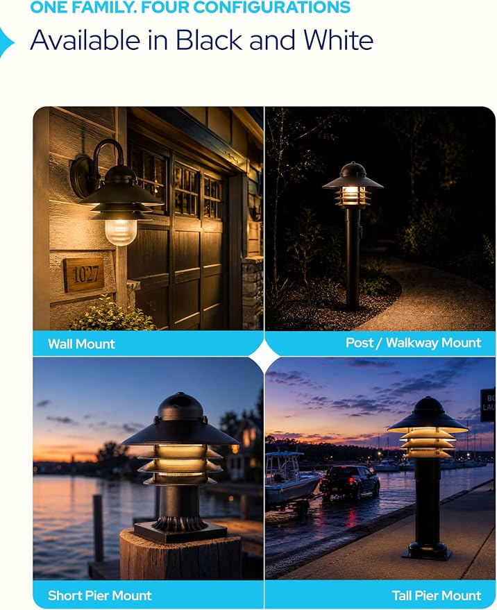 Nautical Outdoor Sconce Wall Mounted Light - Rust & Waterproof Non-Metallic Coastal Lantern - UL Listed Patio Deck Porch Front Door & Dock Lighting Fixture - USA Made, 13"x10", Matte Black | UL Listed Dock Light, Comes with Mounting Hardware, Salt Air ...