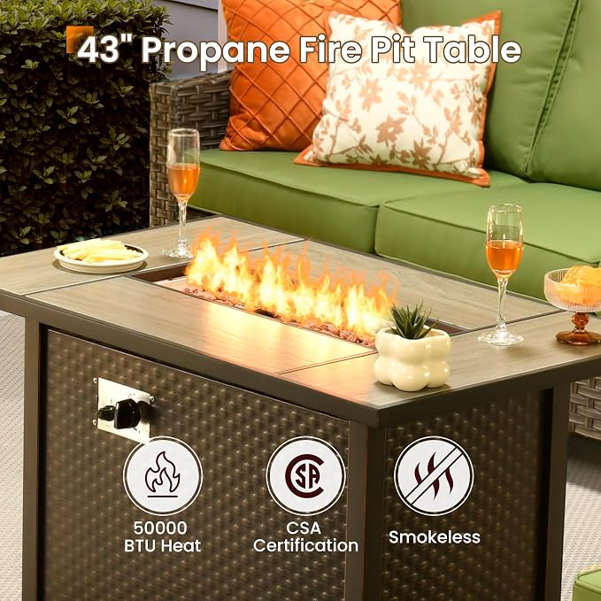 CAODOC Wicker Patio Furniture Set,7 Pieces Modern Outdoor Conversation Set Sectional Sofa with Cushion and Ottomans for Garden, Poolside, Backyard