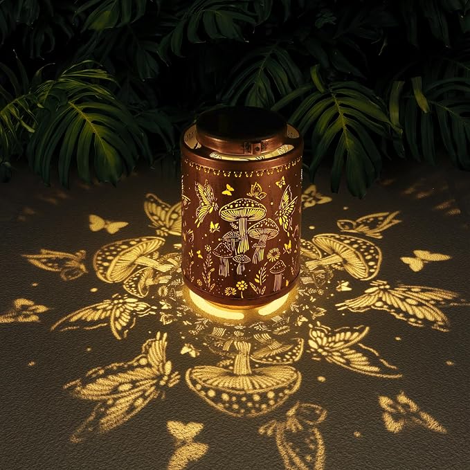 Solar Lanterns Outdoor Waterproof Mushroom Butterfly Garden Decor Gifts for Women Mon Grandma Metal Hanging Solar Lights Decoration for Outside LED Lanterns for Yard Patio Lawn | Metal Hanging Solar Lights Decoration for Outside LED Lanterns for Yard P...