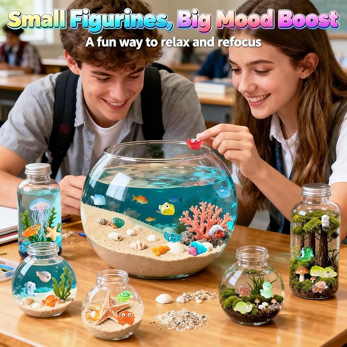 Zerobe Miniature Resin Animal Sets: Tiny Collectible Figurine Bulk Pack (Ocean Animals)