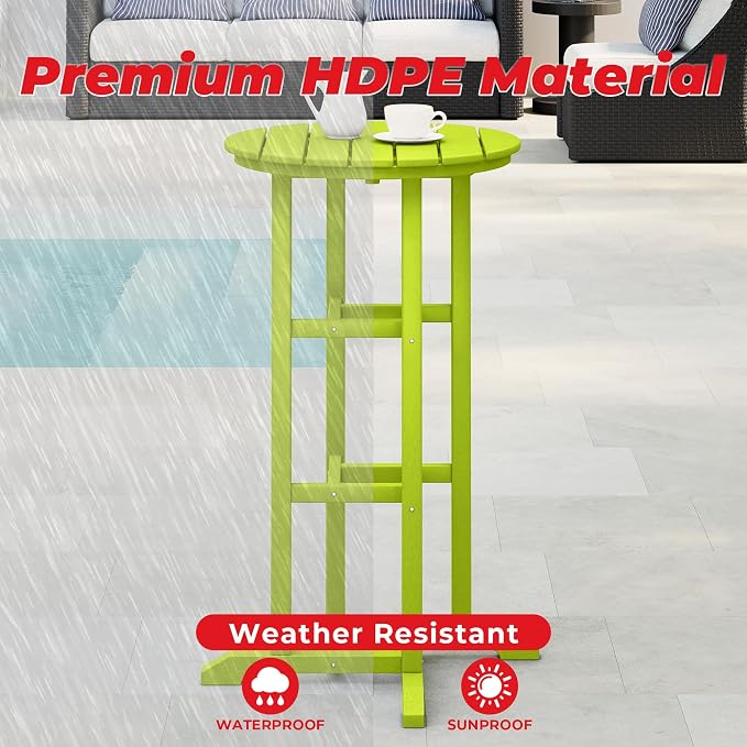 Costaelm Outdoor Bar Table, 42" Counter Height Round Patio Cocktail Bar Table, Patio Bar Table Bistro Dining Table Pub Table for Front Porch Deck, Backyard, Garden, Lime