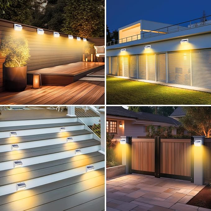 Solar Outdoor Lights, [8 Packs] Motion Sensor Security Lights with 3 Lighting Modes Wall Lights Waterproof Solar Powered Lights for Garden Yard,White Warm