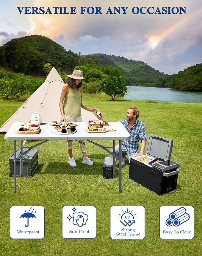 4FT Folding Tables – Heavy Duty Portable Foldable Picnic Table with Built-in Handle, 450 lb Capacity – Ideal for Events, Parties, Crafts, Camping & Dining (10-Pack, White)