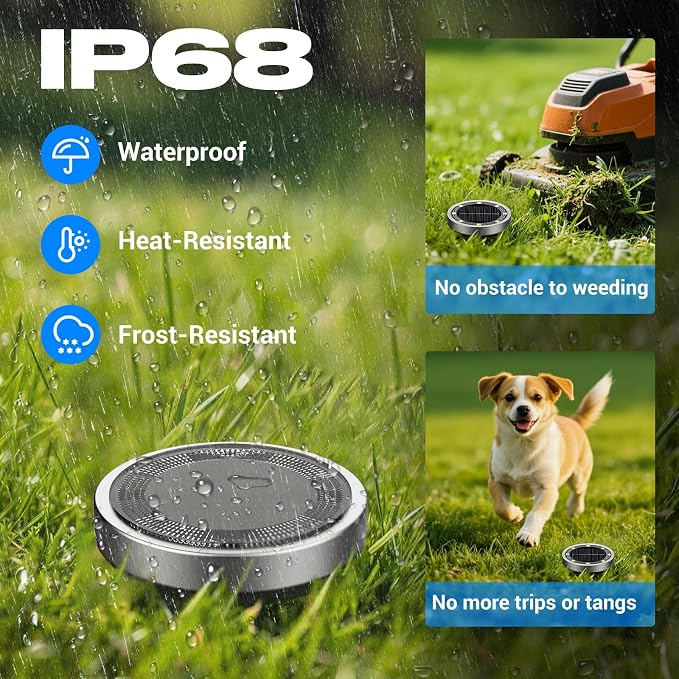 Solar Ground Lights Outdoor, 12 Pack Flat Solar Powered Disc Lights, IP68 Waterproof, Anti-Rust, Landscape Lighting for Pathway Garden Yard Lawn Walkway Landscape Driveway, Blue