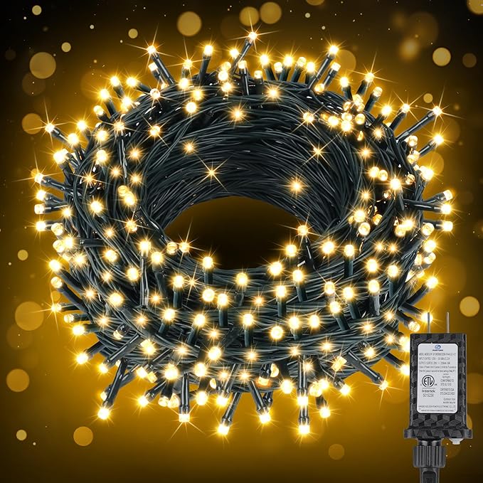 Extra Long 264Ft 800 LED Christmas Lights with Timer, Green Wire Fairy Starry String Lights Plug in, 8 Modes and Memory, forIndoor Outdoor Xmas Tree Wedding Party Decoration,Warm White