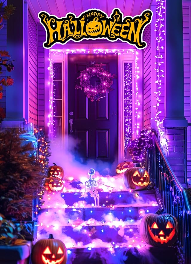 240 LED Solar Fairy Lights Outdoor Waterproof IP65, 20FT 8 Lighting Modes | Solar Christmas Lights Outdoor Waterproof Cascading Twinkle Lights Balcony Garland Patio Christmas Decorations, Purple
