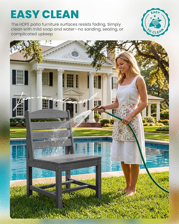 SERWALL HDPE Outdoor Dining Set for 10 with 2 Tables & 10 Chairs, Gray | Includes 2 Rectangular Tables(67") and 10 Chairs. All-Weather Resistant Dining Furniture