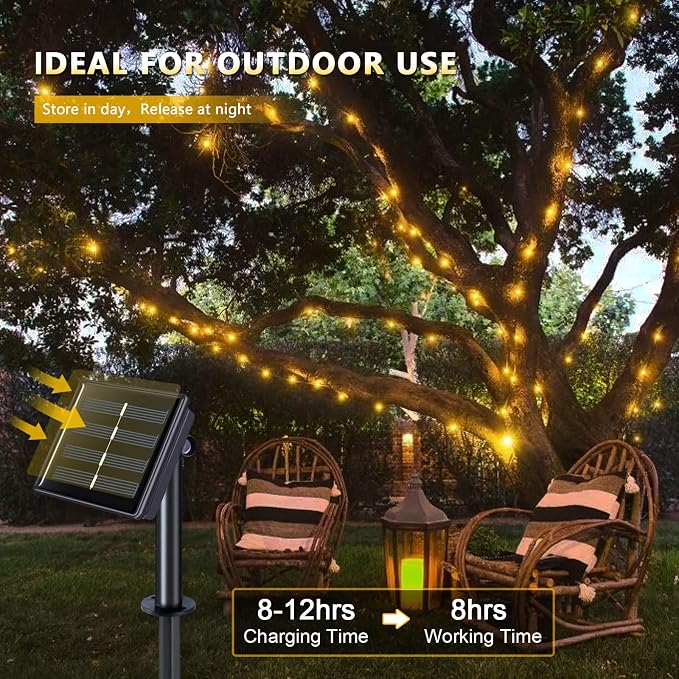 JMEXSUSS 4 Pack Solar Fairy Lights, 33ft 100LED String Lights Warm White | Christmas Lights Outdoor Waterproof, 8 Modes Copper Wire Twinkle Lights for Outside Garden Yard Tree Wedding Decorations