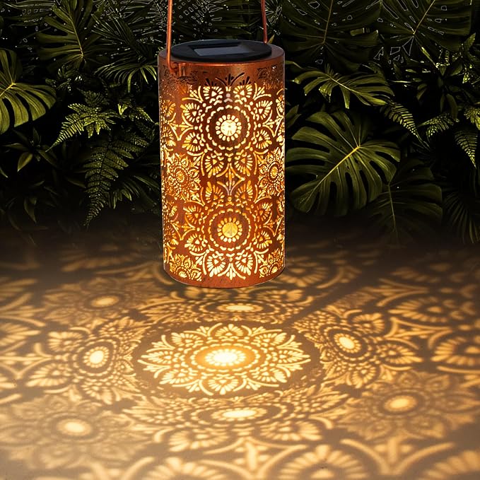 DIBIEECN Birthday Gifts for Women Mom Grandma Wife, Solar Lanterns Outdoor Waterproof, Metal Hanging Lights Garden Decor, LED Decorative Lantern for Patio Porch Backyard, Sunflower, 1 Pack