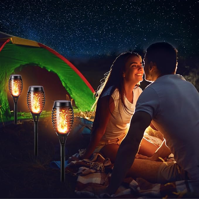 Toodour Solar Torch Flame Lights, 12 Pack Solar Lights Outdoor with Flickering Flame, Waterproof Patio Light Landscape Decoration Lighting for Garden, Lawn, Yard, Outdoor Decorations