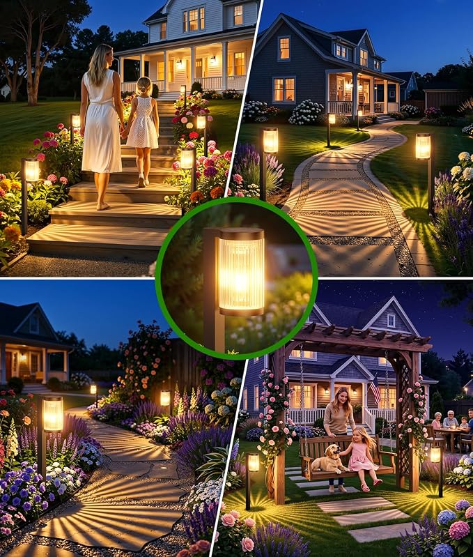 Solar Pathway Lights Outdoor, 10 Pack Upgraded Outdoor Solar Lights for Outside Super Bright Up to 15Hrs, IP65 Waterproof Solar Garden Lights for Path Driveway Walkway Sidewalk Decor